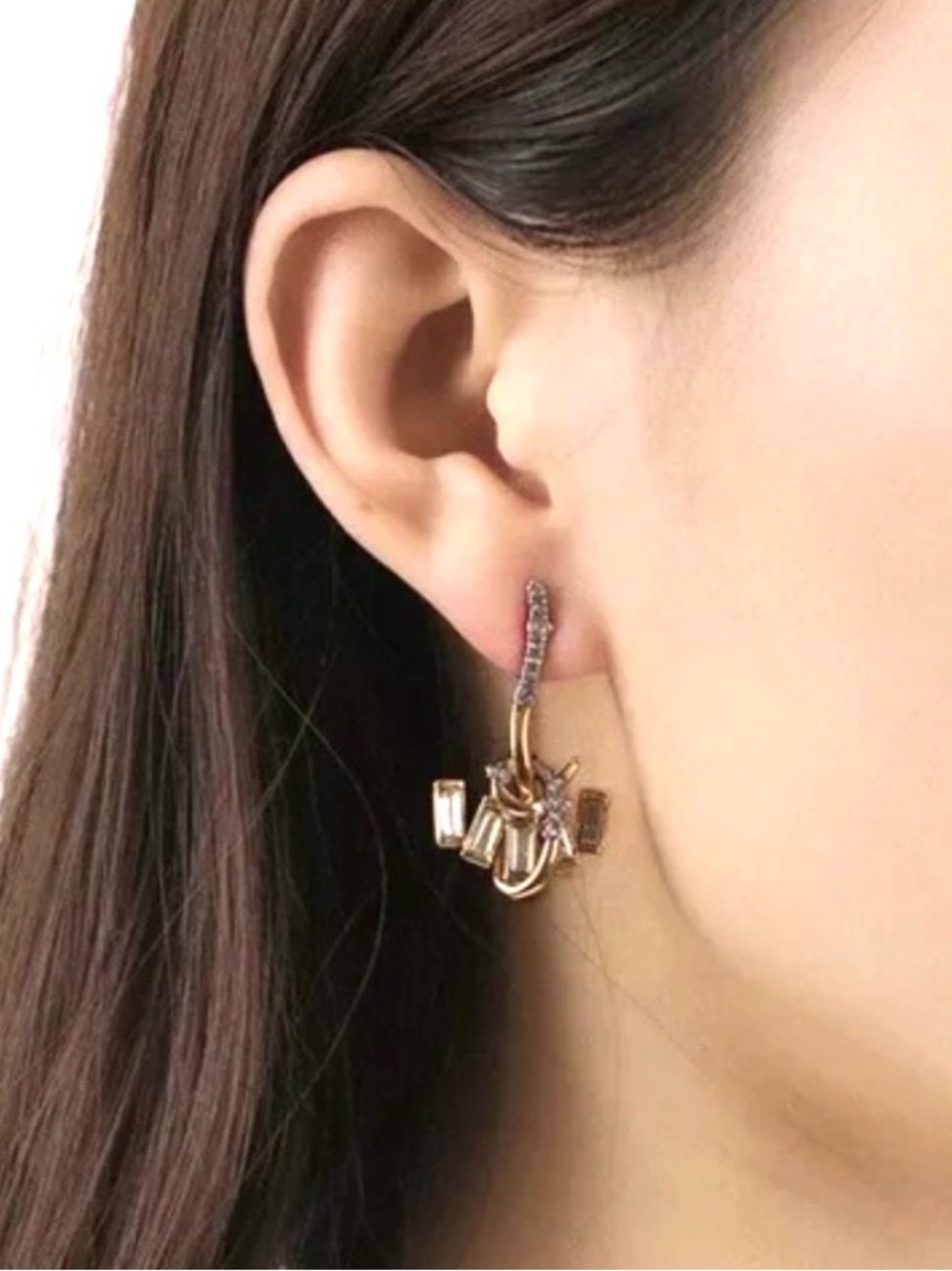 NEW Alexis Bittar Earrings Jagged Starlight Miss Havisham Gold Clear JL10